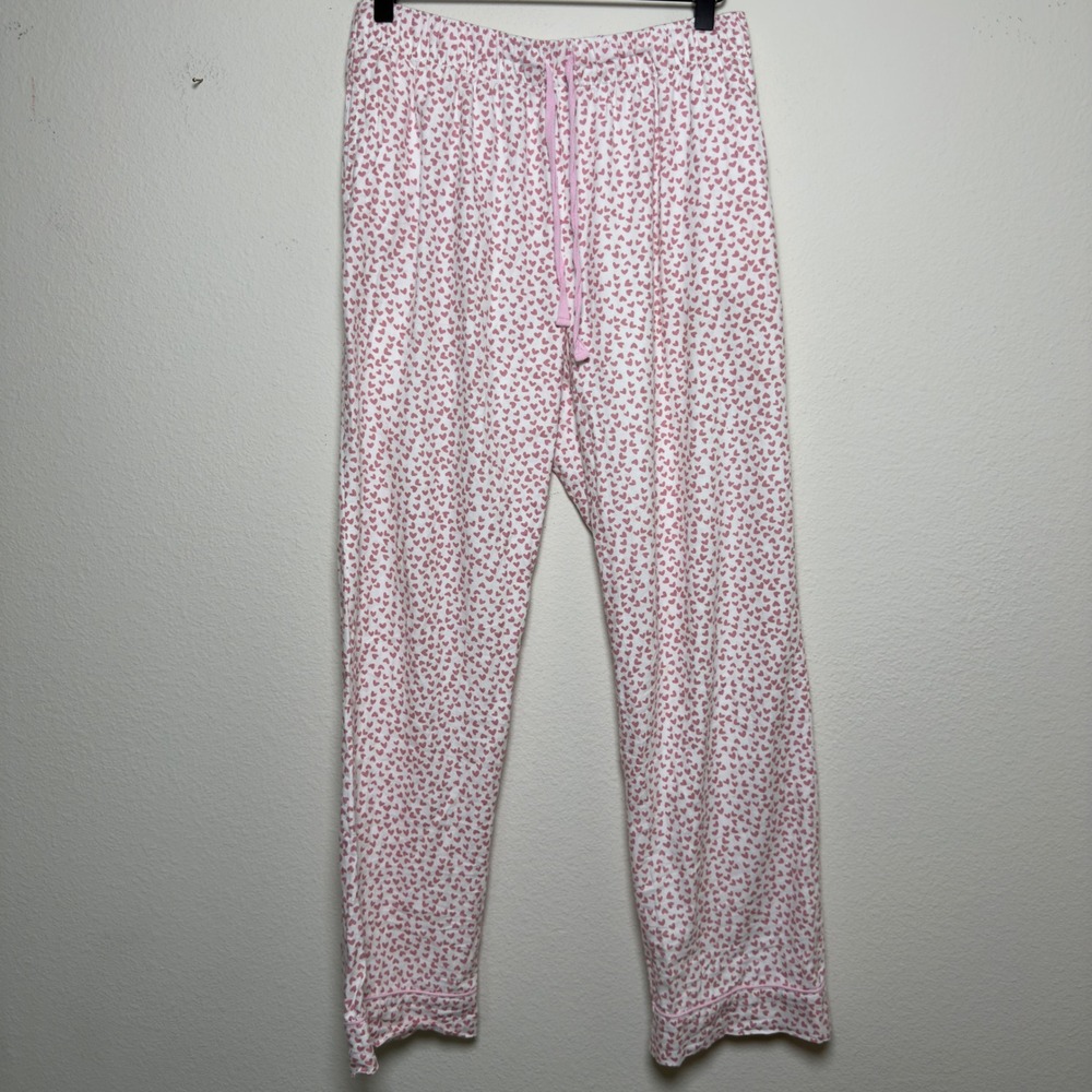 Roller Rabbit Women 100% Cotton Pajama Pants Small Pink Heart Print Drawstring